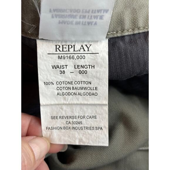 NWOT Made in ITALY REPLAY Men's Utility Cargo Pants Distressed Cotton Canvas 38 - Picture 11 of 12